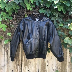 Vintage black leather jacket.